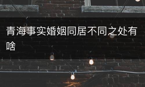 青海事实婚姻同居不同之处有啥