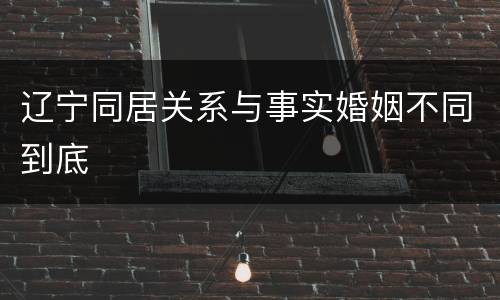 辽宁同居关系与事实婚姻不同到底