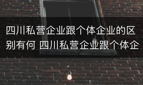 四川私营企业跟个体企业的区别有何 四川私营企业跟个体企业的区别有何联系
