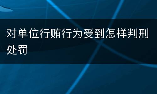 对单位行贿行为受到怎样判刑处罚