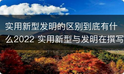 实用新型发明的区别到底有什么2022 实用新型与发明在撰写时有区别吗