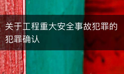 关于工程重大安全事故犯罪的犯罪确认