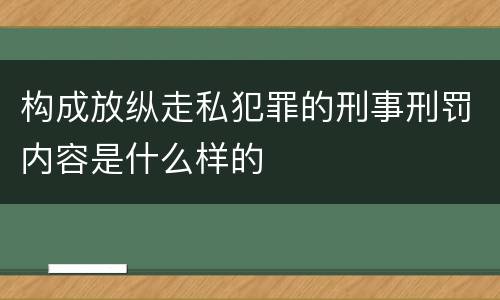 构成放纵走私犯罪的刑事刑罚内容是什么样的
