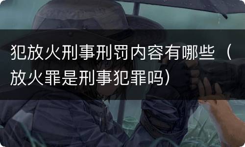 犯放火刑事刑罚内容有哪些（放火罪是刑事犯罪吗）