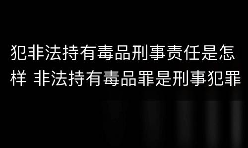 犯非法持有毒品刑事责任是怎样 非法持有毒品罪是刑事犯罪吗
