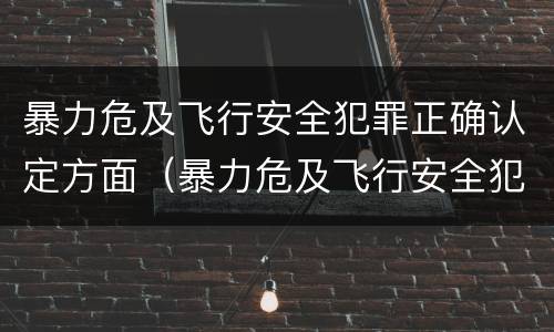 暴力危及飞行安全犯罪正确认定方面（暴力危及飞行安全犯罪正确认定方面的问题）