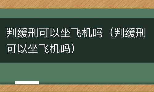 判缓刑可以坐飞机吗（判缓刑可以坐飞机吗）