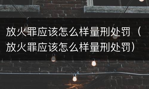 放火罪应该怎么样量刑处罚（放火罪应该怎么样量刑处罚）