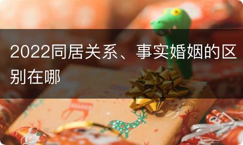 2022同居关系、事实婚姻的区别在哪