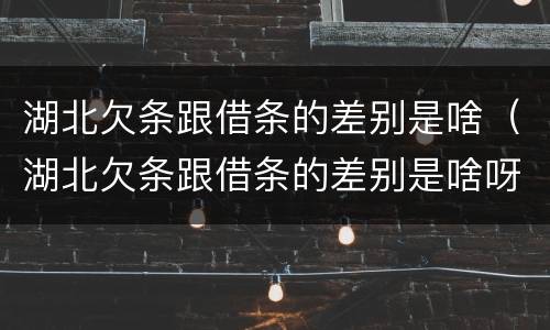 湖北欠条跟借条的差别是啥（湖北欠条跟借条的差别是啥呀）