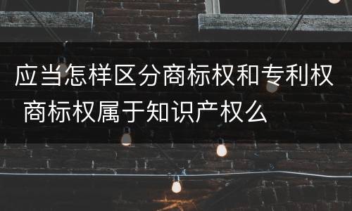 应当怎样区分商标权和专利权 商标权属于知识产权么