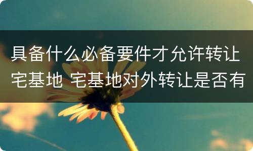 具备什么必备要件才允许转让宅基地 宅基地对外转让是否有效