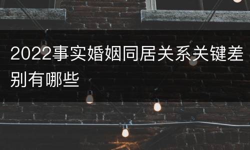 2022事实婚姻同居关系关键差别有哪些