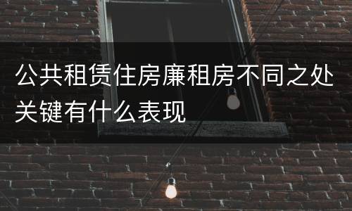 公共租赁住房廉租房不同之处关键有什么表现
