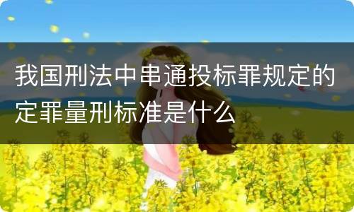 我国刑法中串通投标罪规定的定罪量刑标准是什么
