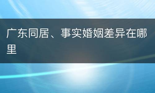 广东同居、事实婚姻差异在哪里