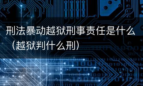 刑法暴动越狱刑事责任是什么（越狱判什么刑）