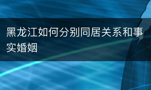 黑龙江如何分别同居关系和事实婚姻