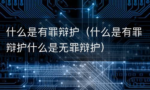 什么是有罪辩护（什么是有罪辩护什么是无罪辩护）