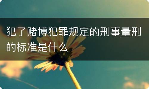 犯了赌博犯罪规定的刑事量刑的标准是什么