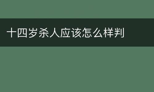 十四岁杀人应该怎么样判