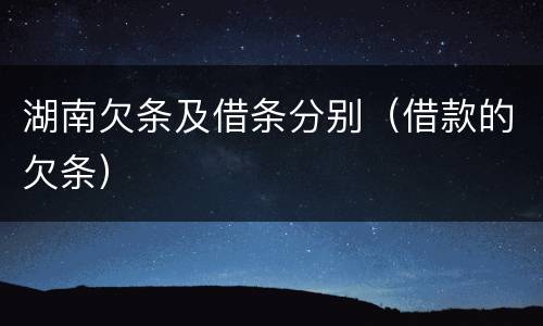 湖南欠条及借条分别（借款的欠条）