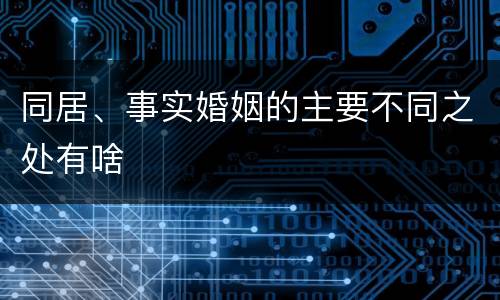 同居、事实婚姻的主要不同之处有啥