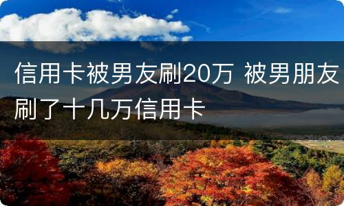 信用卡被男友刷20万 被男朋友刷了十几万信用卡