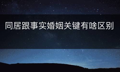 同居跟事实婚姻关键有啥区别