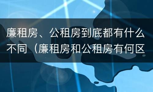 廉租房、公租房到底都有什么不同（廉租房和公租房有何区别）