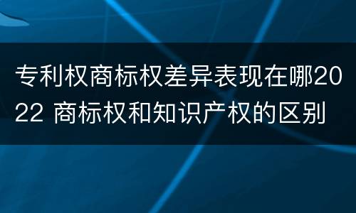 专利权商标权差异表现在哪2022 商标权和知识产权的区别