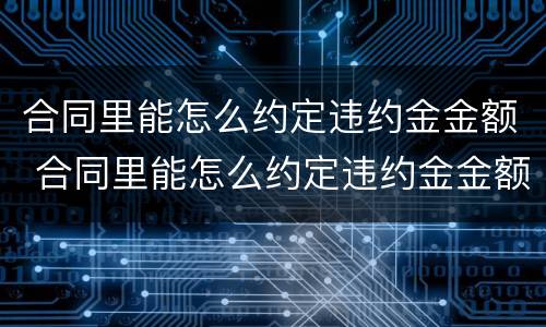 合同里能怎么约定违约金金额 合同里能怎么约定违约金金额呢