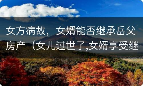 女方病故，女婿能否继承岳父房产（女儿过世了,女婿享受继承权吗?）