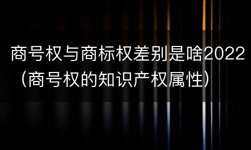 商号权与商标权差别是啥2022（商号权的知识产权属性）