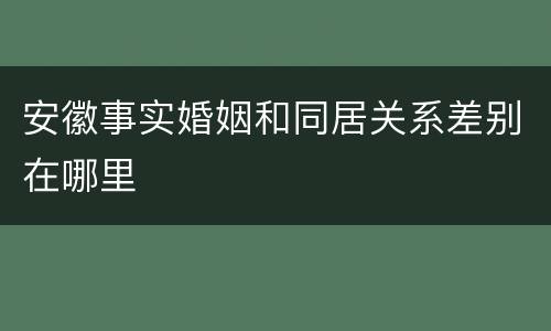 安徽事实婚姻和同居关系差别在哪里