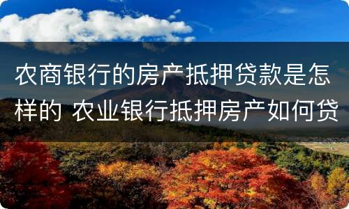 农商银行的房产抵押贷款是怎样的 农业银行抵押房产如何贷款