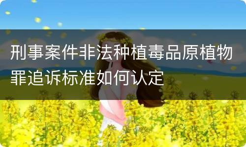 刑事案件非法种植毒品原植物罪追诉标准如何认定