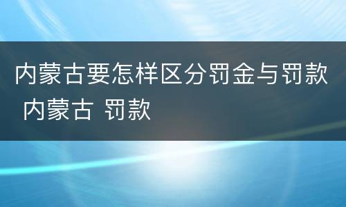 内蒙古要怎样区分罚金与罚款 内蒙古 罚款