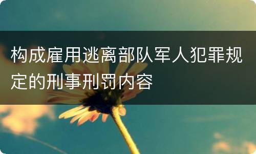 构成雇用逃离部队军人犯罪规定的刑事刑罚内容