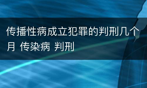 传播性病成立犯罪的判刑几个月 传染病 判刑
