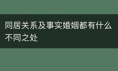 同居关系及事实婚姻都有什么不同之处