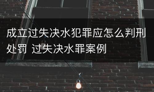 成立过失决水犯罪应怎么判刑处罚 过失决水罪案例