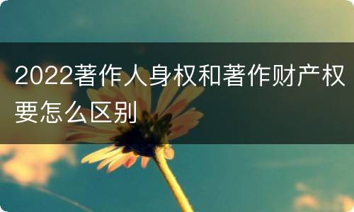 2022著作人身权和著作财产权要怎么区别