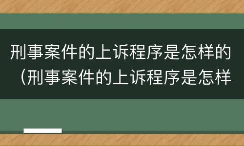 刑事案件的上诉程序是怎样的（刑事案件的上诉程序是怎样的呢）