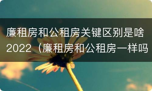 廉租房和公租房关键区别是啥2022（廉租房和公租房一样吗?）