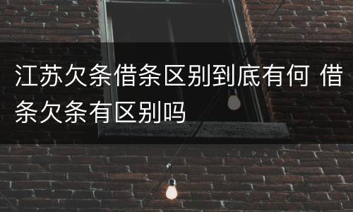 江苏欠条借条区别到底有何 借条欠条有区别吗