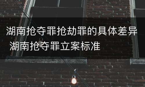 湖南抢夺罪抢劫罪的具体差异 湖南抢夺罪立案标准