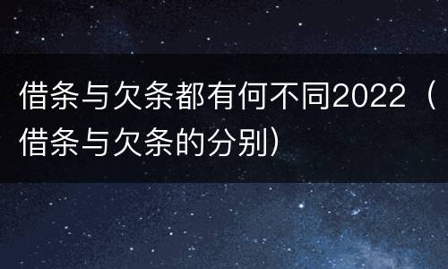 借条与欠条都有何不同2022（借条与欠条的分别）