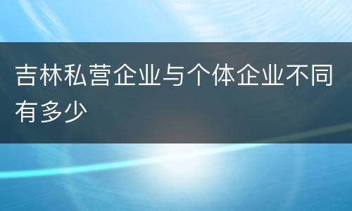 吉林私营企业与个体企业不同有多少