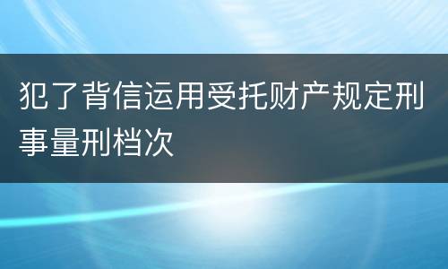 犯了背信运用受托财产规定刑事量刑档次